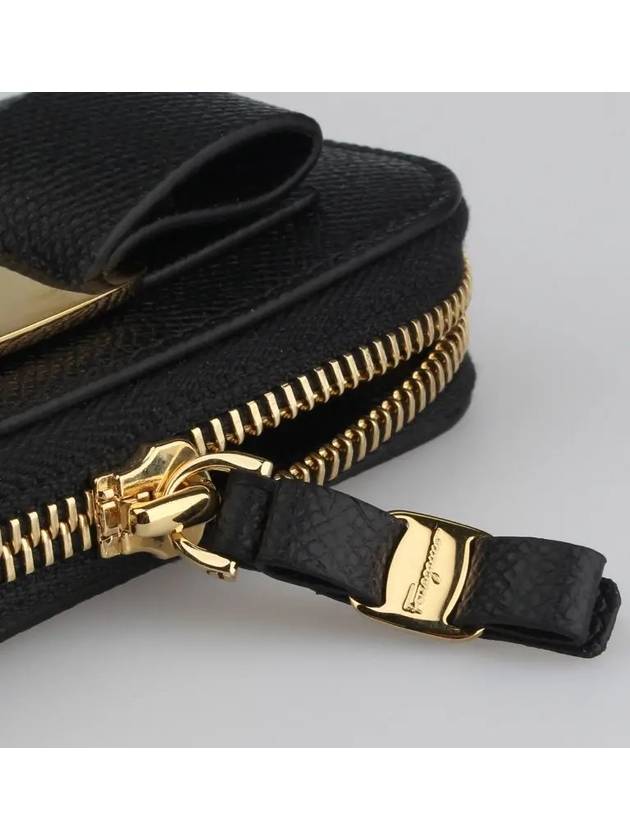 Vara Bow Zipper Card Wallet Black - SALVATORE FERRAGAMO - BALAAN 3