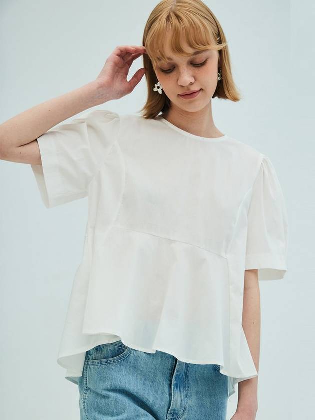 Back Ribbon Detail Peplum Blouse White - OPENING SUNSHINE - BALAAN 2