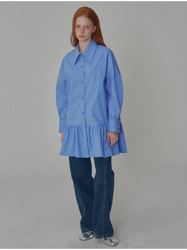 Cotton shirring mini shirt dress Blue - OPENING SUNSHINE - BALAAN 2