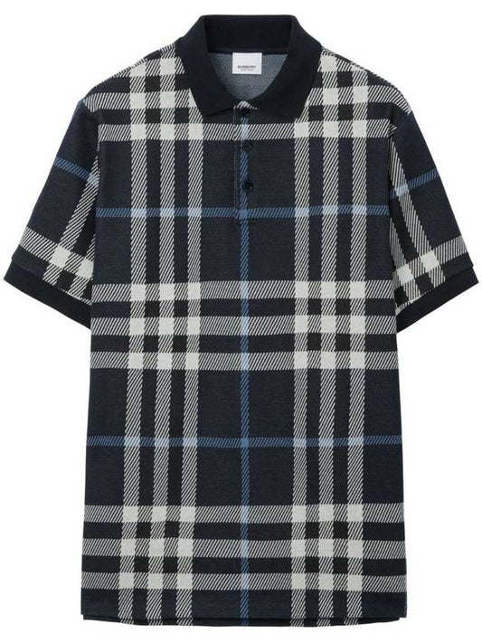 Tartan Short Sleeve Polo Shirt White Navy - BURBERRY - BALAAN 1