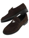 Triangle Logo Suede Loafers Dark Brown - PRADA - BALAAN 2