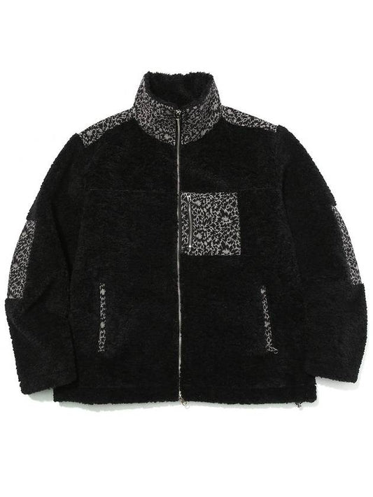 Paisley Patch Sheer Fleece Zip-up Jacket Black - OGARP - BALAAN 2