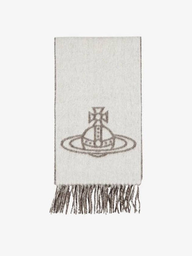 double face jacquard logo muffler scarf off white - VIVIENNE WESTWOOD - BALAAN 1