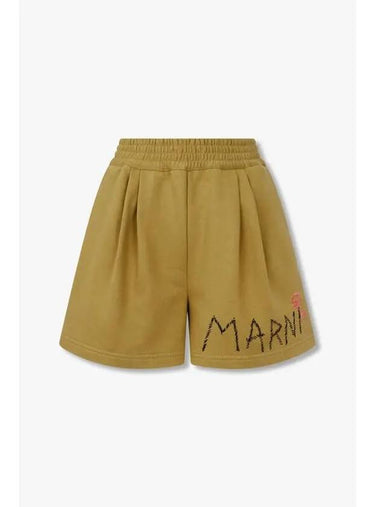 Stitched Logo Waist Banding Shorts Dark Yellow - MARNI - BALAAN 1