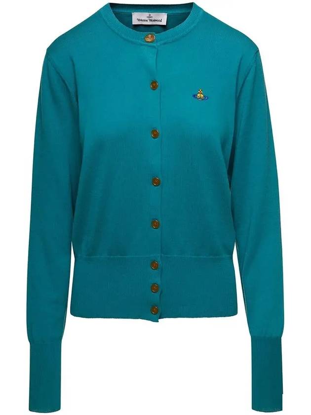 Bea Embroid Logo Cotton Cardigan Blue - VIVIENNE WESTWOOD - BALAAN 2