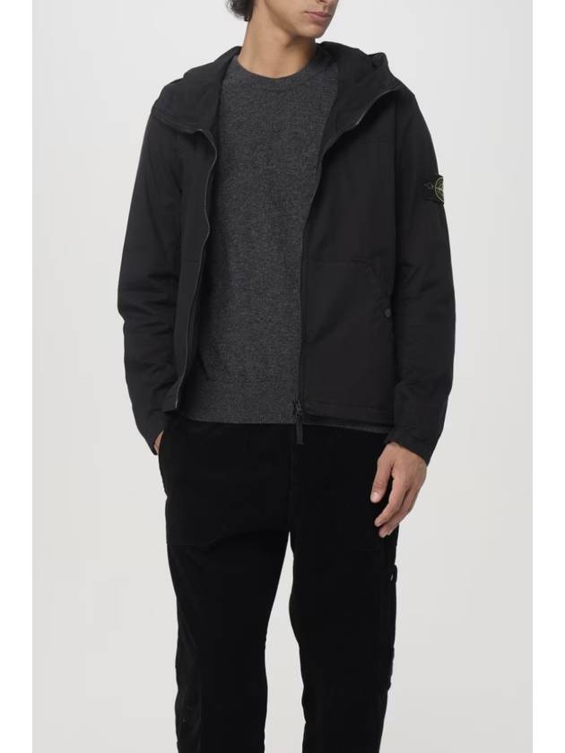 Supima Cotton Twill Stretch-TC Over Hooded Jacket Black - STONE ISLAND - BALAAN 5