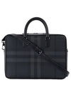 Check Print Leather Brief Case Charcoal - BURBERRY - BALAAN 4