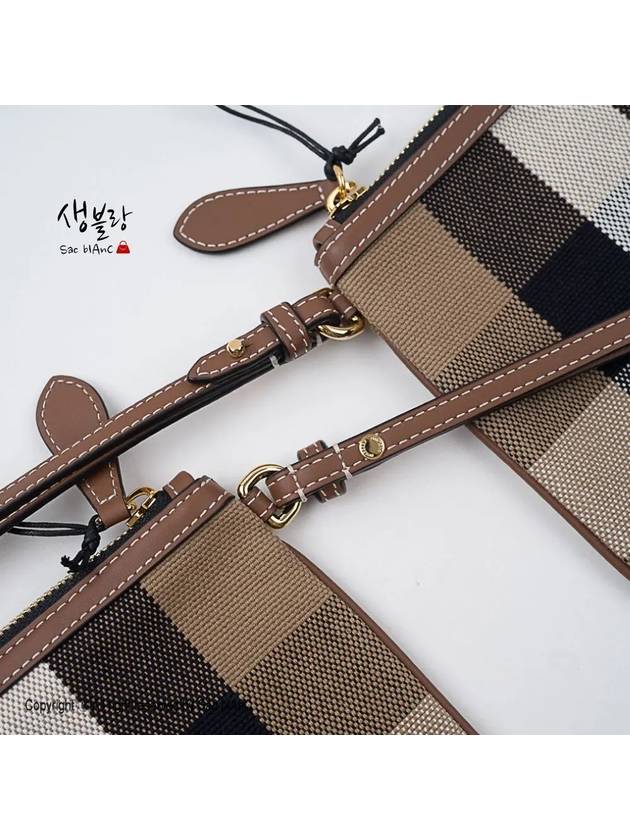 New Peyton Check Canvas Strap Clutch Bag Brown - BURBERRY - BALAAN 7