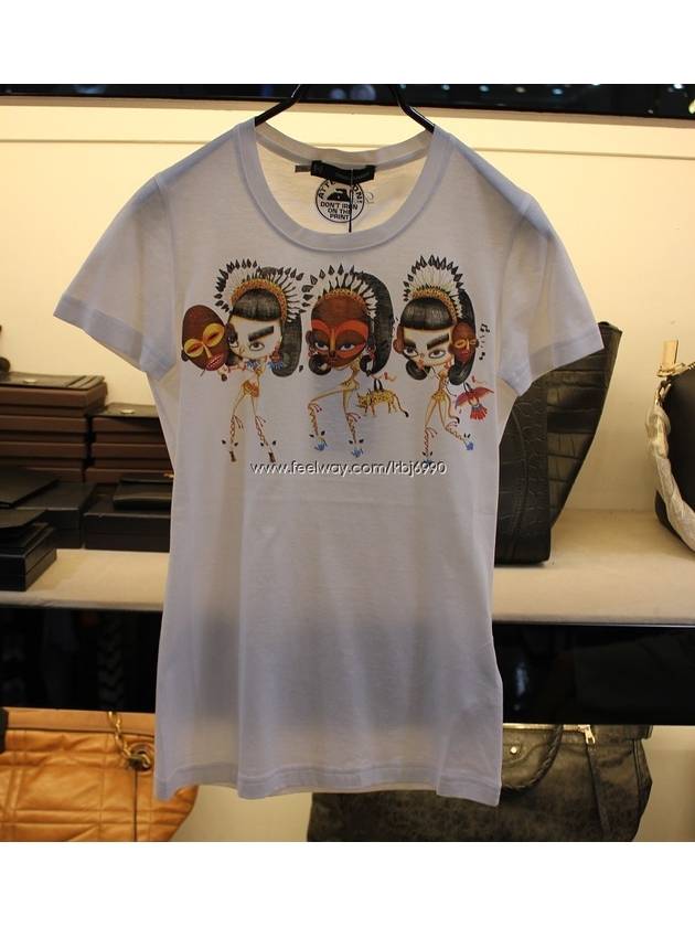 Women's Indian Three Sisters Printing Short Sleeve TShirt S72GC0807 - DSQUARED2 - BALAAN 5