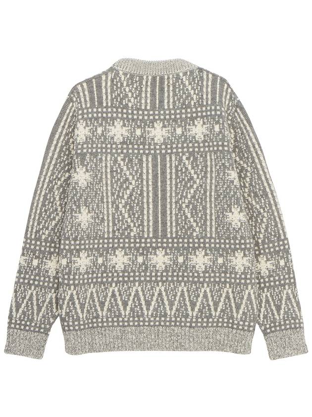 Crew Neck Fair Isle Motif Knit Top Grey - GOLDEN GOOSE - BALAAN 3