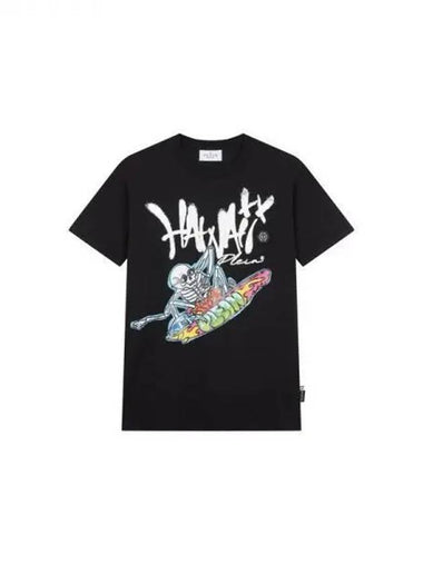 Men's Hawaiian Graphic Crew Neck TShirt Black 271555 - PHILIPP PLEIN - BALAAN 1