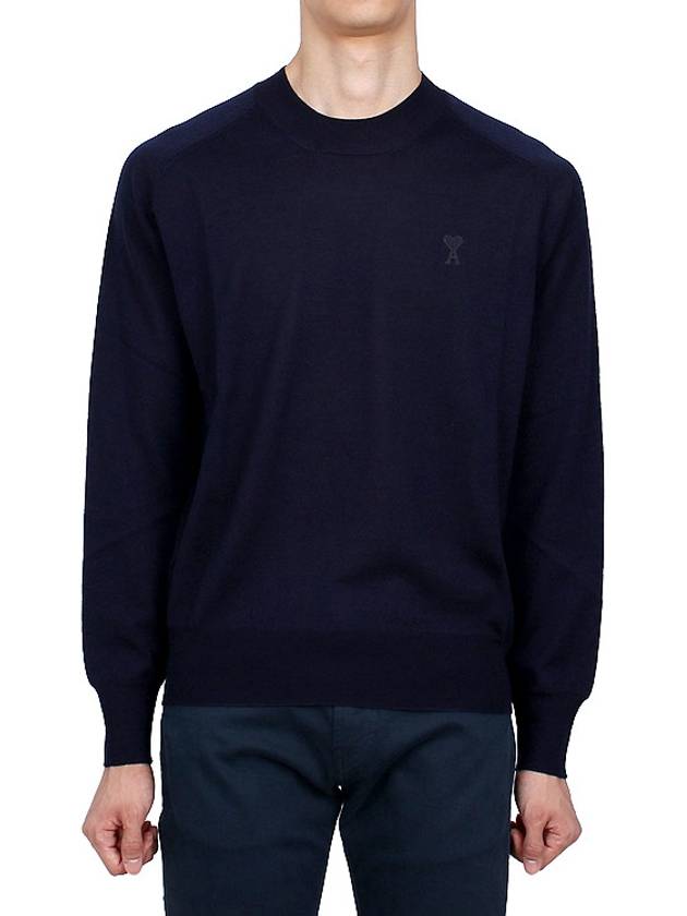 De Coeur Crew Neck Knit Top Night Blue - AMI - BALAAN 2