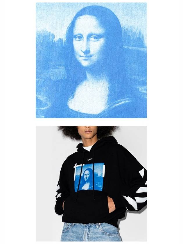 Men's Mona Lisa Over Brushed Hoodie Black - OFF WHITE - BALAAN 6