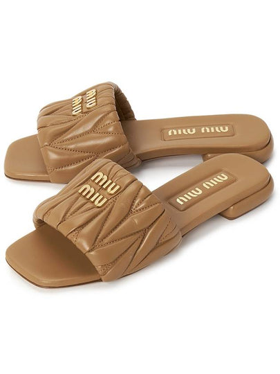 Matelasse Nappa Leather Slippers Caramel - MIU MIU - BALAAN 2