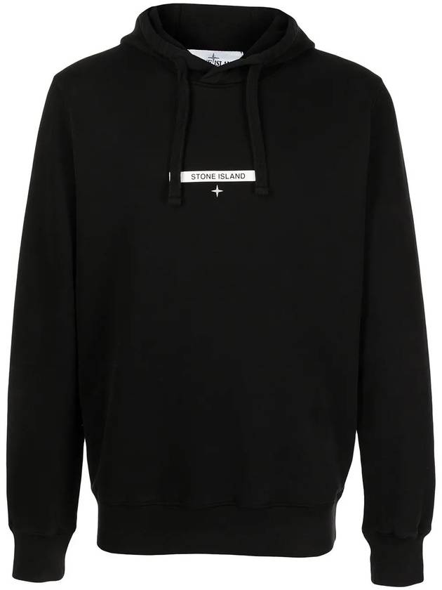 Micro Logo Print Hoodie Black - STONE ISLAND - BALAAN 3