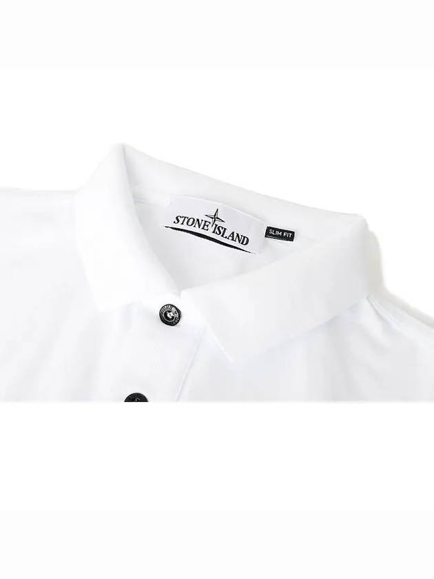 Organic Cotton Elastane Pique Polo White - STONE ISLAND - BALAAN 4