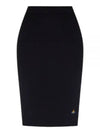 Women's Logo Embroidered Wool Pencil Skirt Black - VIVIENNE WESTWOOD - BALAAN 2