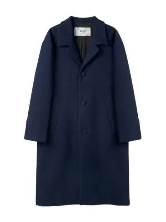 single breasted coat navy blue - AMI - BALAAN 1
