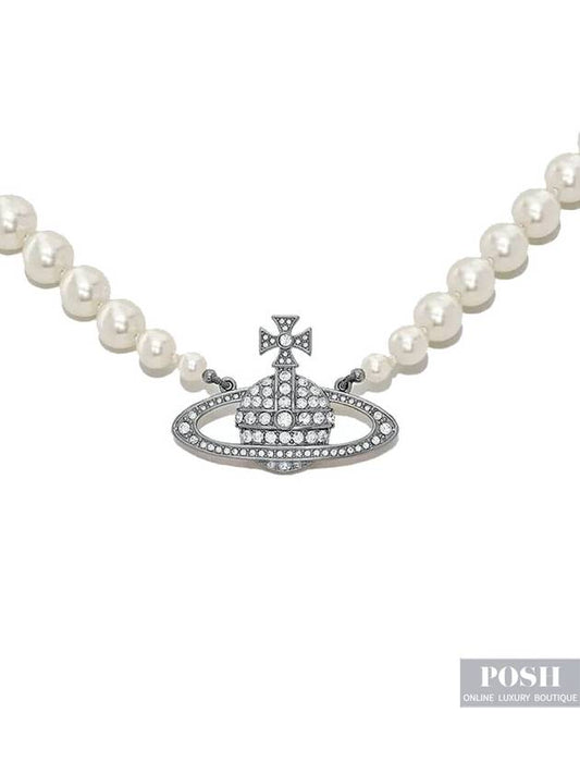 One Row Pearl Bas Relief Necklace Silver - VIVIENNE WESTWOOD - BALAAN 2