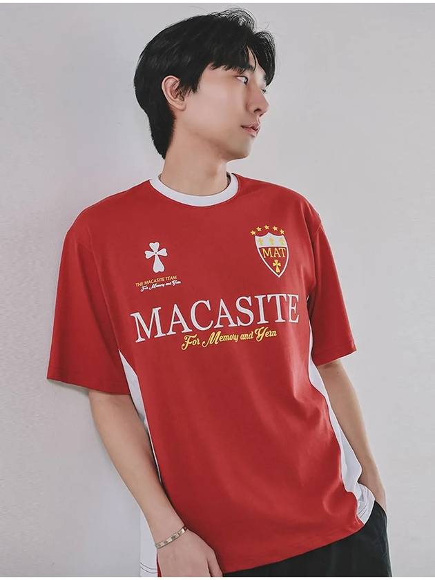 Football Cotton Short Sleeve T-Shirt Red - MACASITE - BALAAN 3