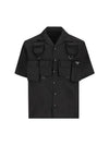 Short Sleeved Re Nylon Shirt Black - PRADA - BALAAN 1