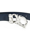 Double Gancini Reversible Leather Belt Black Fiore Blue - SALVATORE FERRAGAMO - BALAAN 5