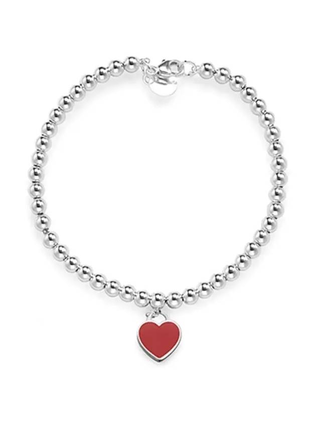 Return To Tiffany Heart Tag Bead Large Bracelet Red Silver 61941819 - TIFFANY & CO. - BALAAN 4