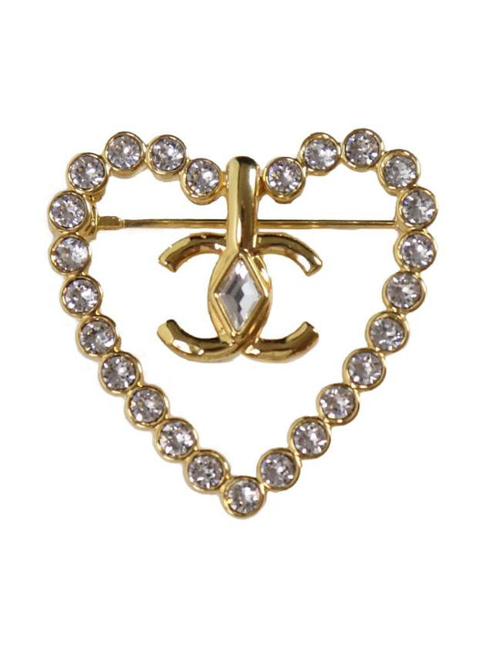 Gold Heart Crystal Brooch AB9916 B09972 NM120 - CHANEL - BALAAN 1