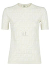 FF Viscose Short Sleeve Knit Top White - FENDI - BALAAN 2