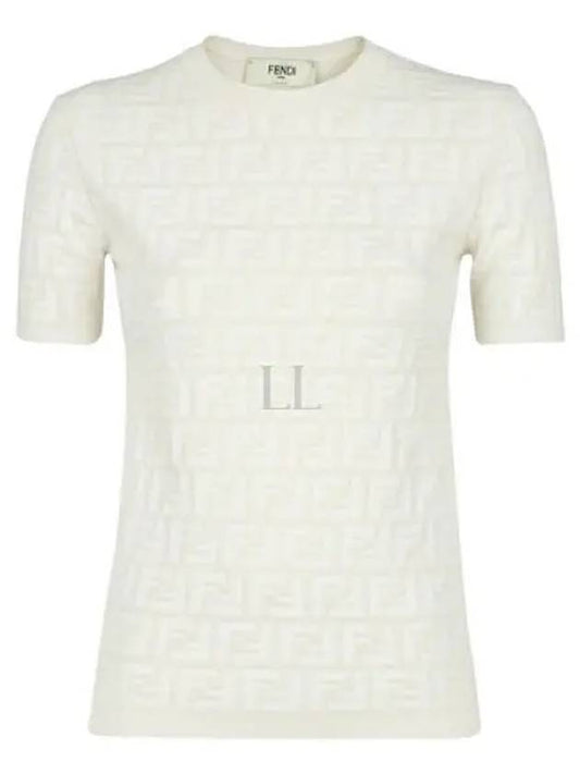 FF Viscose Short Sleeve Knit Top White - FENDI - BALAAN 2