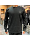 Logo Patch Cotton Long Sleeve T-Shirt Black - STONE ISLAND - BALAAN 3