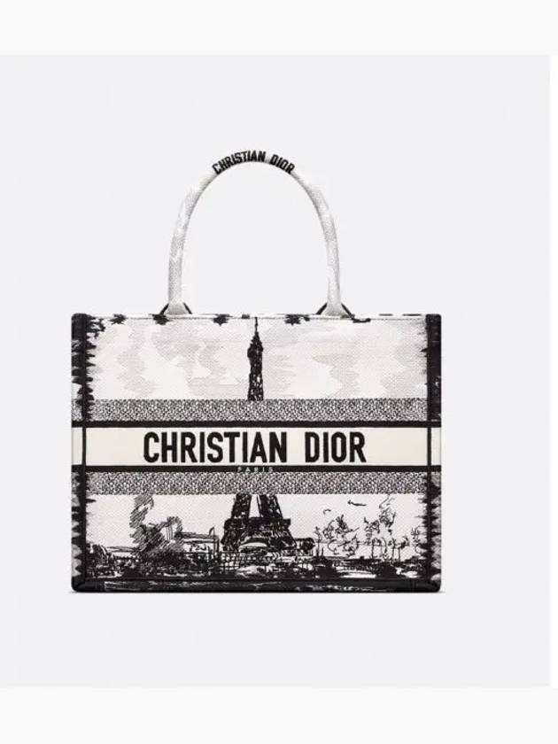 Medium Paris Embroidery Book Tote Bag White - DIOR - BALAAN 2