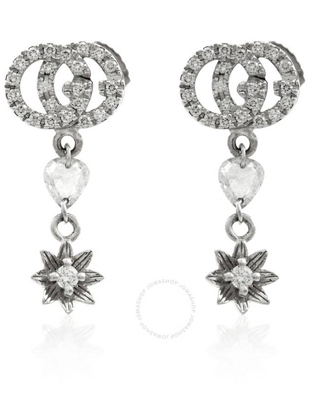 Gucci Ladies Flower And Double G Earrings With Diamonds - GUCCI - BALAAN 1