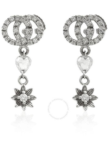 Gucci Ladies Flower And Double G Earrings With Diamonds - GUCCI - BALAAN 1