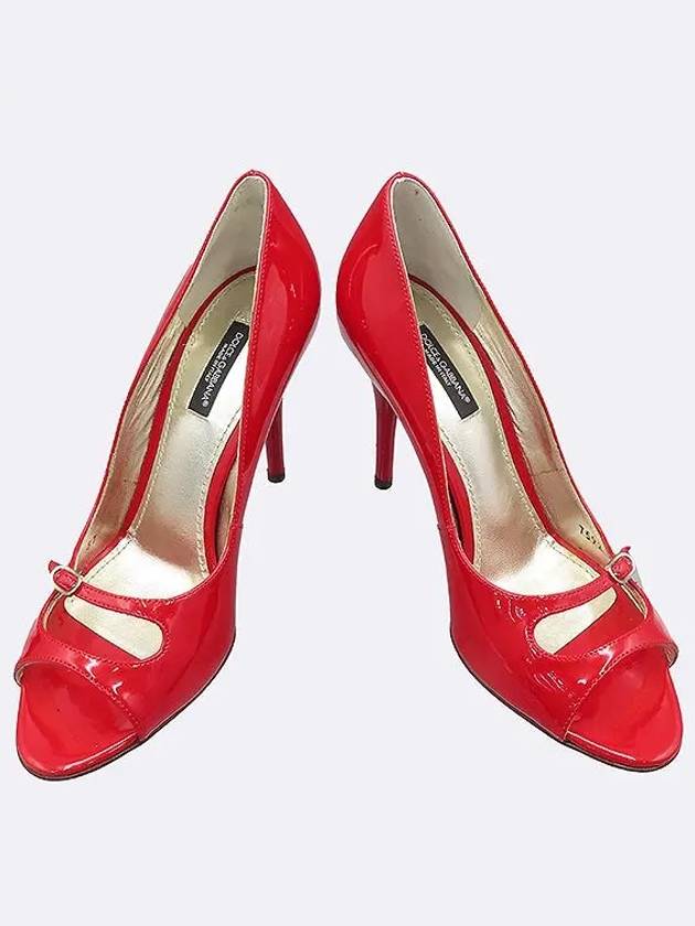 7592 Red color enamel open toe pumps women s shoes 240MM - DOLCE&GABBANA - BALAAN 2