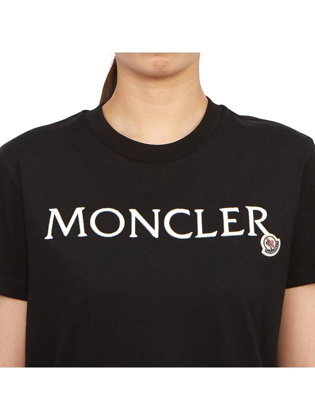 Embroidered Logo Cotton Short Sleeve T-Shirt Black - MONCLER - BALAAN 6