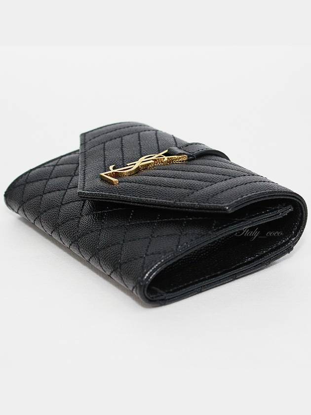 Matelasse Monogram Envelope Small Half Wallet Black - SAINT LAURENT - BALAAN 8