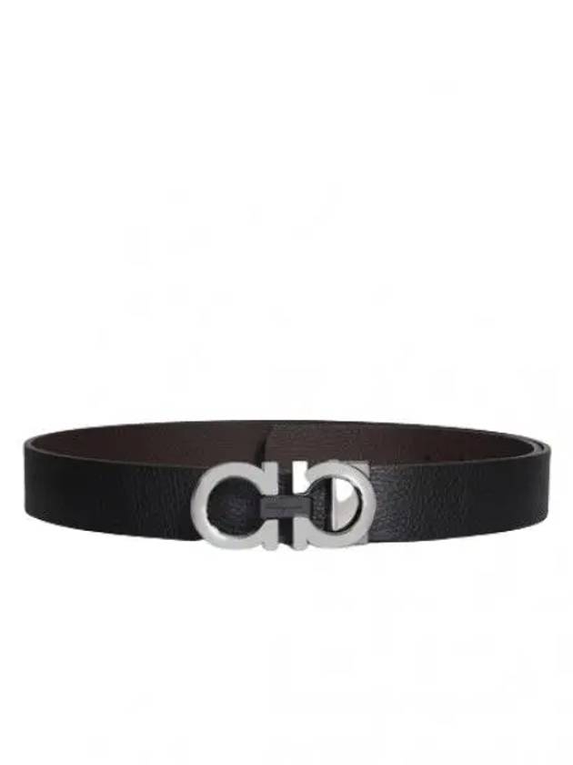 Reversible Gancini Belt Black Hickory - SALVATORE FERRAGAMO - BALAAN 2