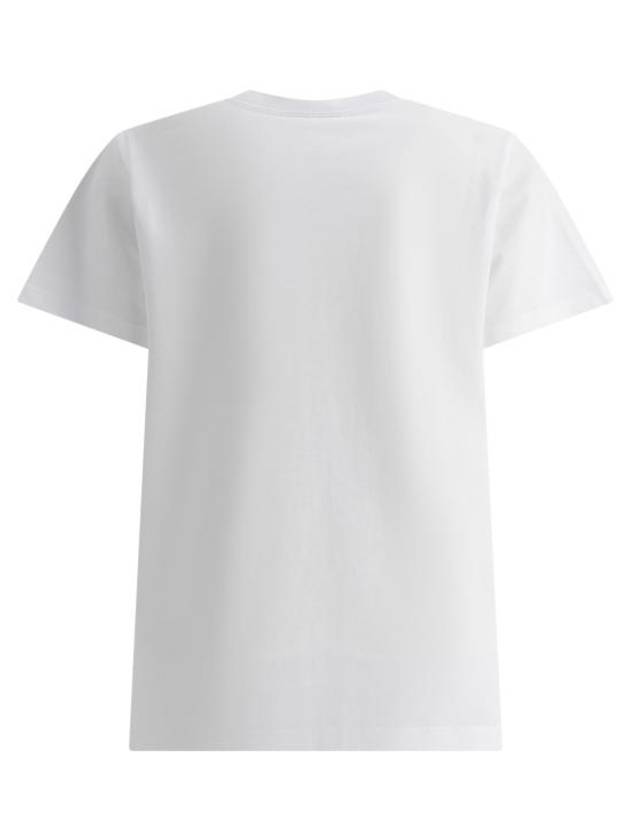 Relax Fit Basic Kitten Short Sleeved T-Shirt White - GANNI - BALAAN 3