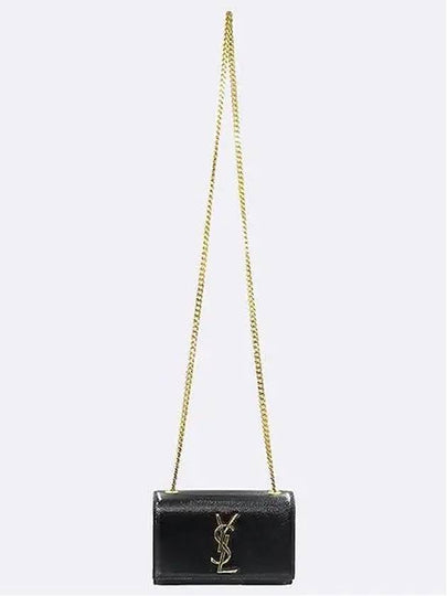 354121 Black glossy Kate mini gold logo chain cross bag - SAINT LAURENT - BALAAN 2