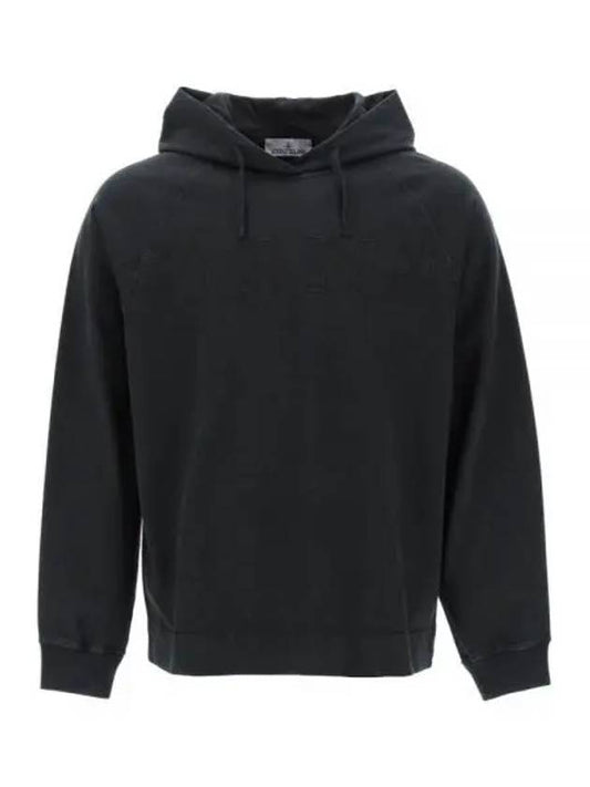 Men's Garment Dyed OLD Treatment Cotton Hoodie Black - STONE ISLAND - BALAAN 2