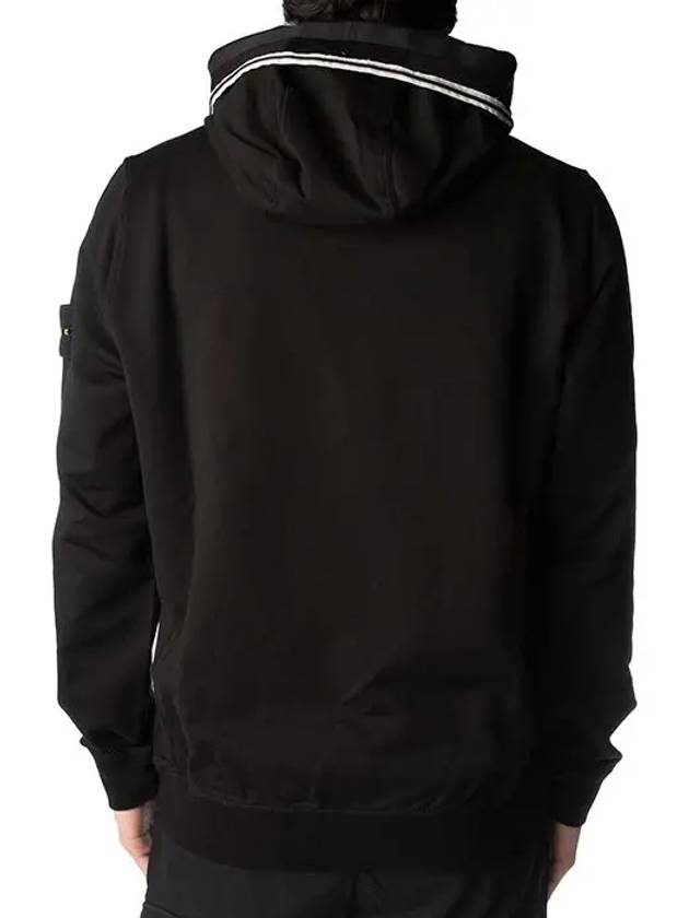 Garment Dyed Cotton Stretch Fleece Hoodie Black - STONE ISLAND - BALAAN 6