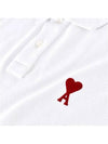 Heart Logo Polo Shirt White - AMI - BALAAN 5