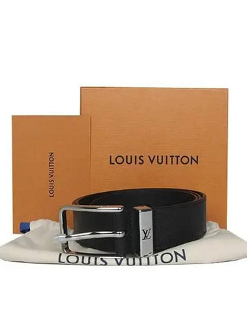 M8021T Silver Buckle Taiga Leather Pont Neuf Belt 31 34 - LOUIS VUITTON - BALAAN 1