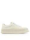 Logo Round Toe Calfskin Leather Low Top Sneakers Porcelain - JIL SANDER - BALAAN 2