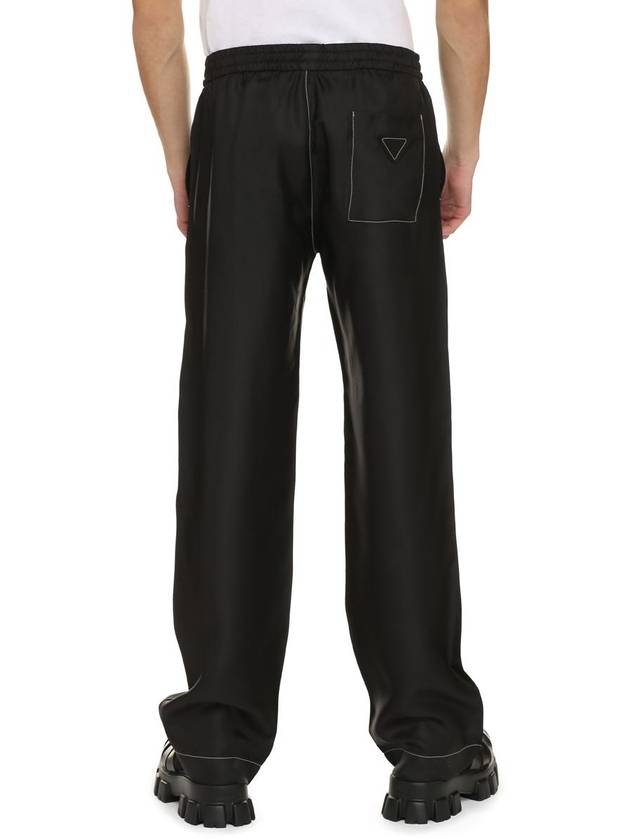 Stitched Silk Straight Pants Black - PRADA - BALAAN 5