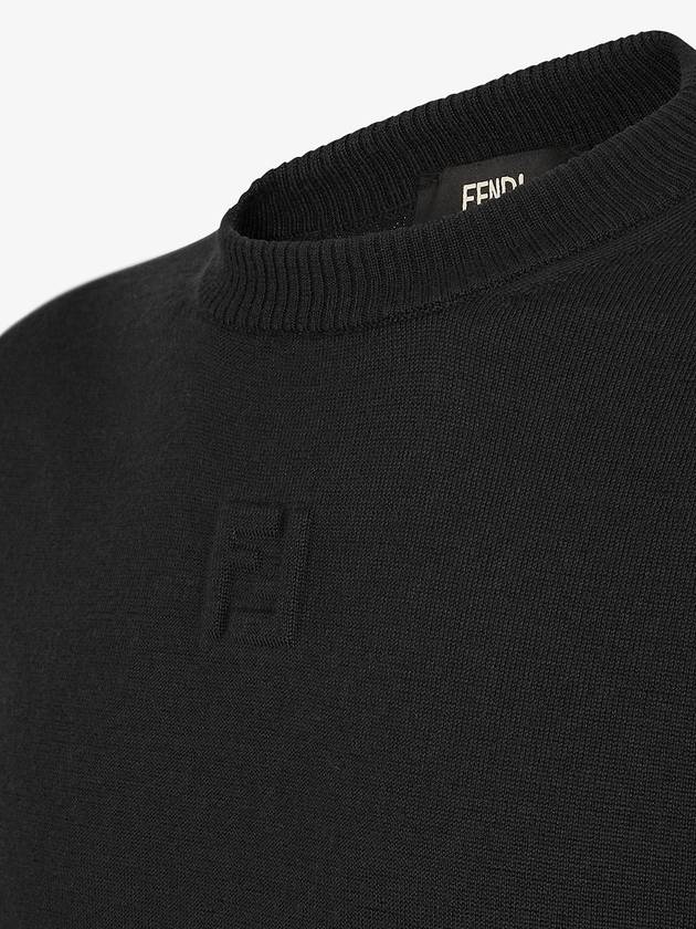 Men's Pullover Wool Sweatshirt Black - FENDI - BALAAN 4