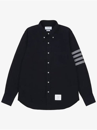 Men's Diagonal Solid Flannel Long Sleeve Shirt Navy - THOM BROWNE - BALAAN 2