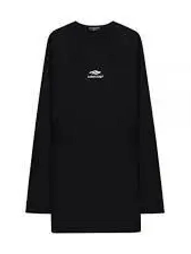 Icon Flat Long Sleeve T-Shirt Black - BALENCIAGA - BALAAN 2