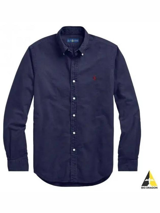 Men's Cotton Classic Fit Oxford Long Sleeve Shirt Navy - POLO RALPH LAUREN - BALAAN 2